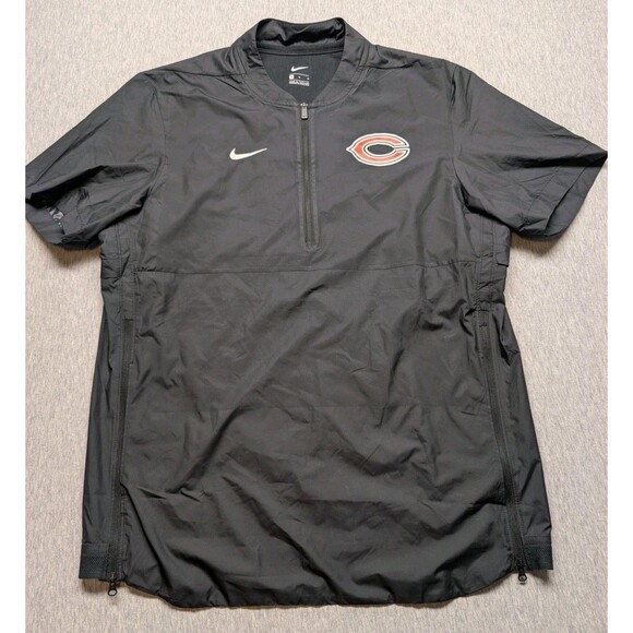 Nike Chicago Bears Sideline Coaches Short Sleeve 1/4 Jacket Black Size Medium - Picture 1 of 9